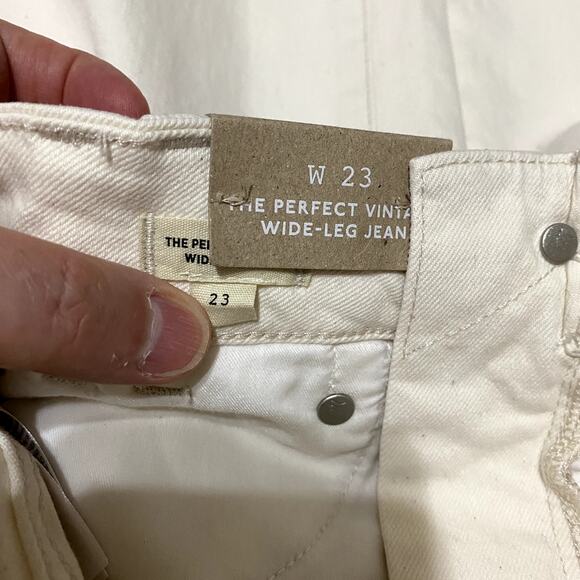 MADEWELL Jeans Women Sz 23 White Perfect Vintage Wide Leg High Rise Snap Hem NWT - Picture 12 of 14